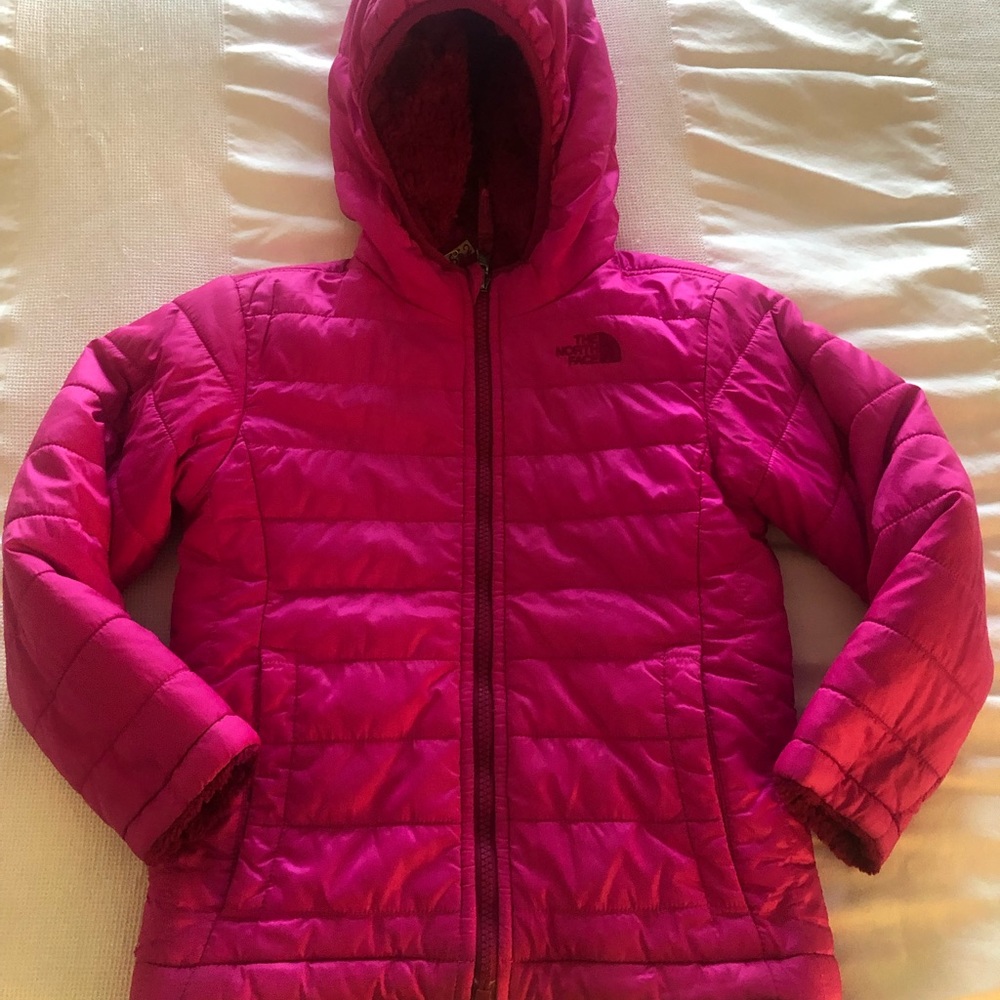 North Face Girls Mossbud Reversible Pink Coat Size 5